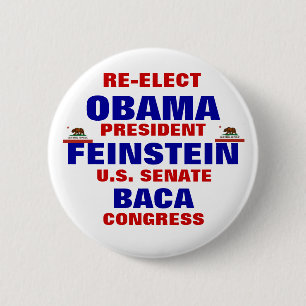 California for Obama Feinstein Baca 6 Cm Round Badge