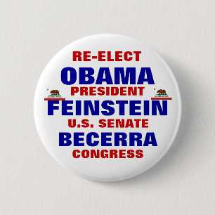 California for Obama Feinstein Becerra 6 Cm Round Badge