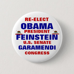 California for Obama Feinstein Garamendi 6 Cm Round Badge