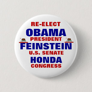 California for Obama Feinstein Honda 6 Cm Round Badge