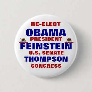 California for Obama Feinstein Thompson 6 Cm Round Badge