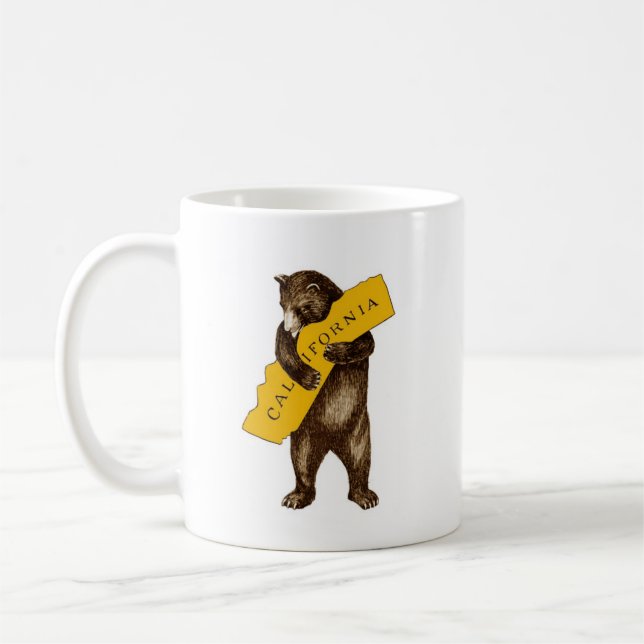 California Gift for California Lover Bear Hugging Coffee Mug (Left)