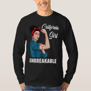 California Girl Unbreakable State Map Flag Souveni T-Shirt