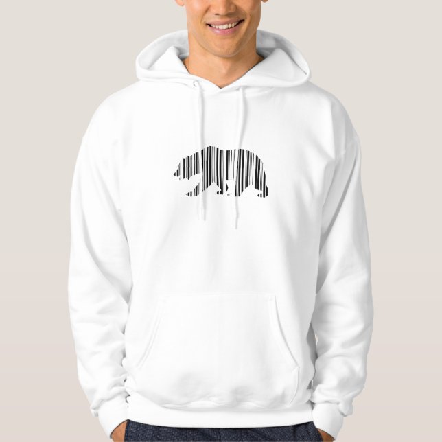 CALIFORNIA GOLDEN BEAR BAR CODE Pattern Design Hoodie (Front)