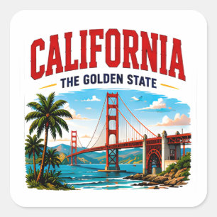 California Golden Coast Adventure Square Sticker