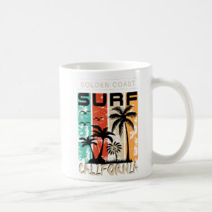 California Golden Coast, Vintage Sunset Graphic Coffee Mug