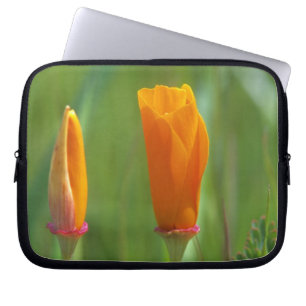 California golden poppies in a green field 2 laptop sleeve