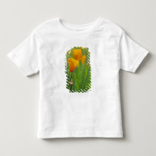 California golden poppies in a green field toddler T-Shirt