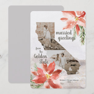 California Golden State Map 1st Christmas Holiday Card