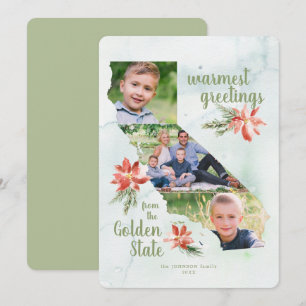 California Golden State Map Holiday 3 Photo Card