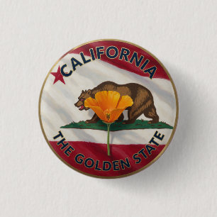 California Golden State ✦ West Coast Pride 3 Cm Round Badge