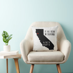 California GPS Coordinates with Heart Cushion