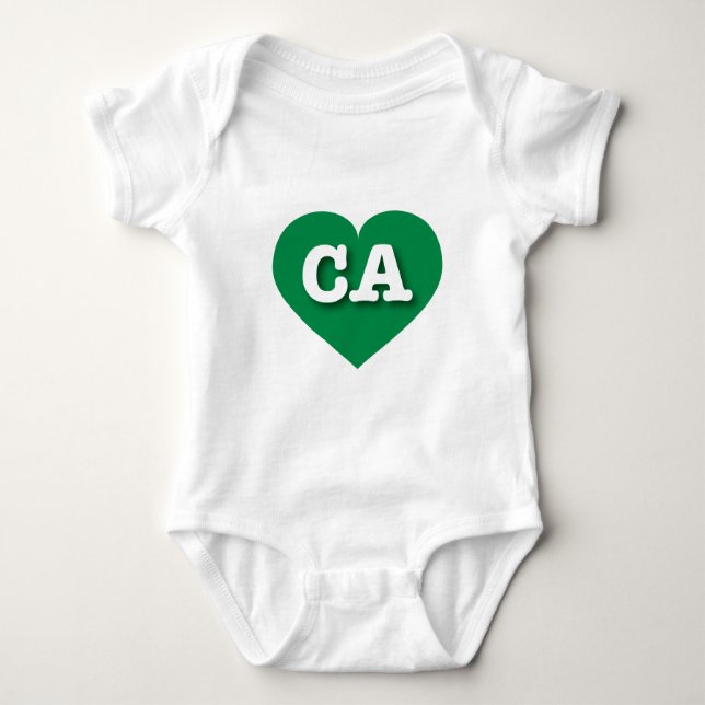 California Green Heart - I love CA Baby Bodysuit (Front)