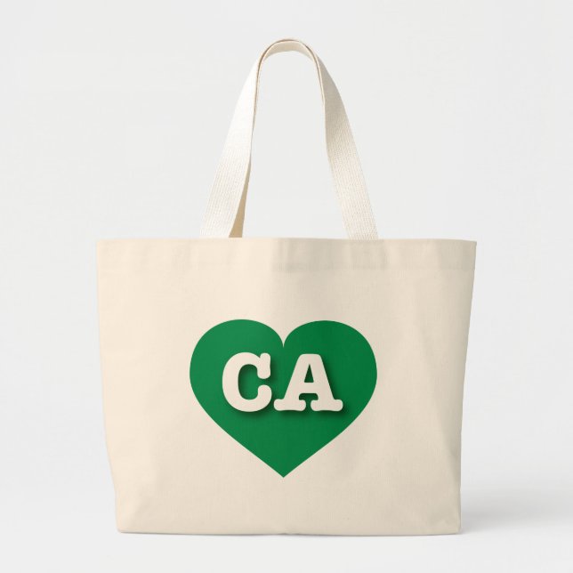 California Green Heart - I love CA Large Tote Bag (Front)