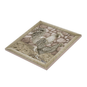 California Grey Chickens Ceramic Tile