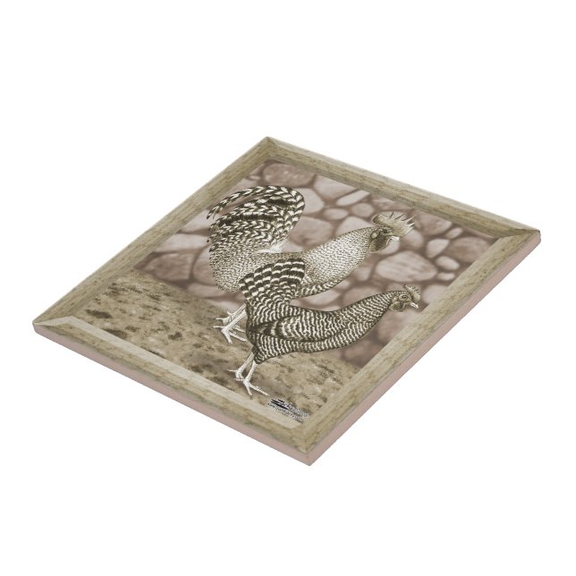 California Grey Chickens Ceramic Tile (Side)