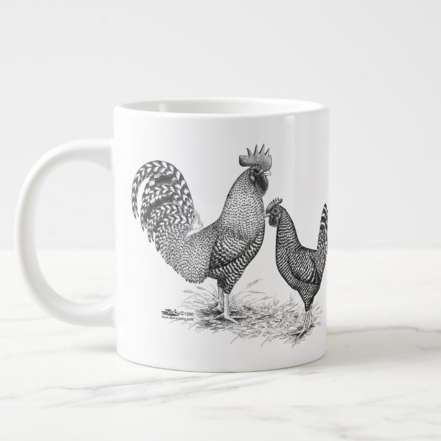 California Grey Rooster and Hen Large Coffee Mug (Left)