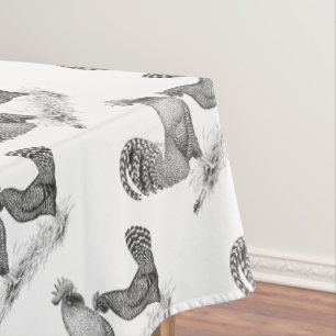 California Grey Rooster and Hen Tablecloth