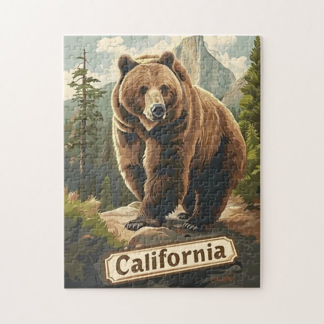 California Grizzly Brown bear Vintage Jigsaw Puzzle (Vertical)
