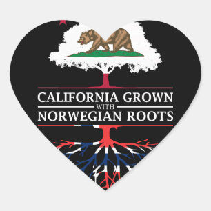California Grown with Norwegian Roots Heart Sticker