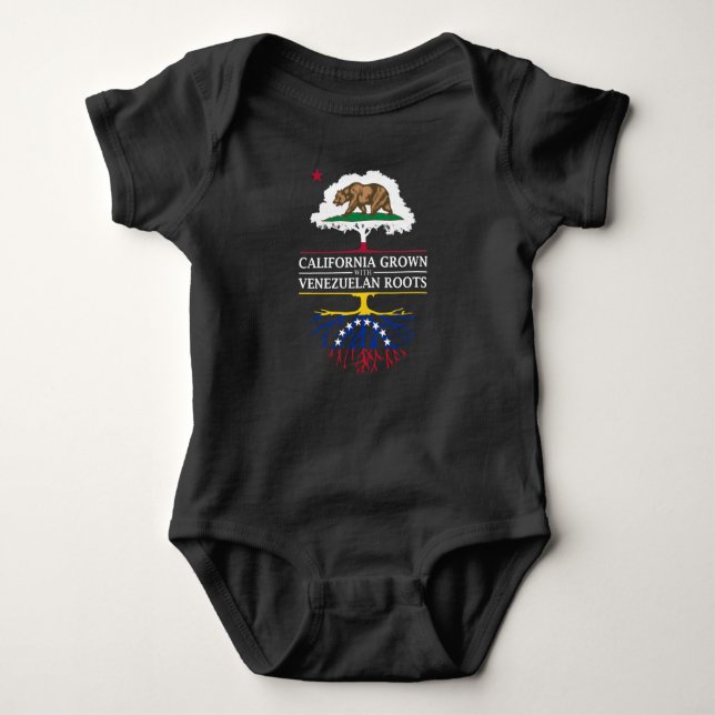 California Grown with Venezuelan Roots Baby Bodysuit (Front)
