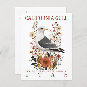 California Gull Bird of Utah Travel Postcard