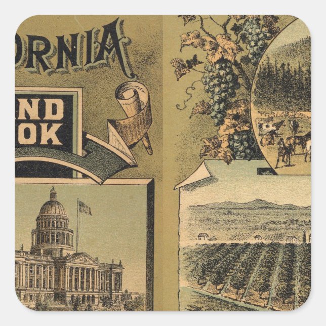 California hand book square sticker (Front)