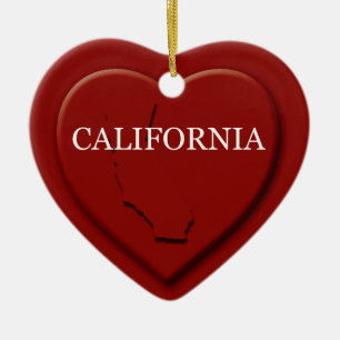 California Heart Map Christmas Ornament