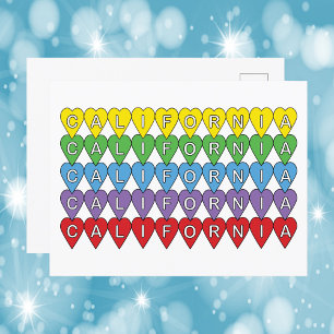 California Hearts Colourful Pattern Postcard
