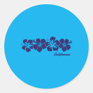 California Hibiscus Flower Souvenir Beach Mens Classic Round Sticker
