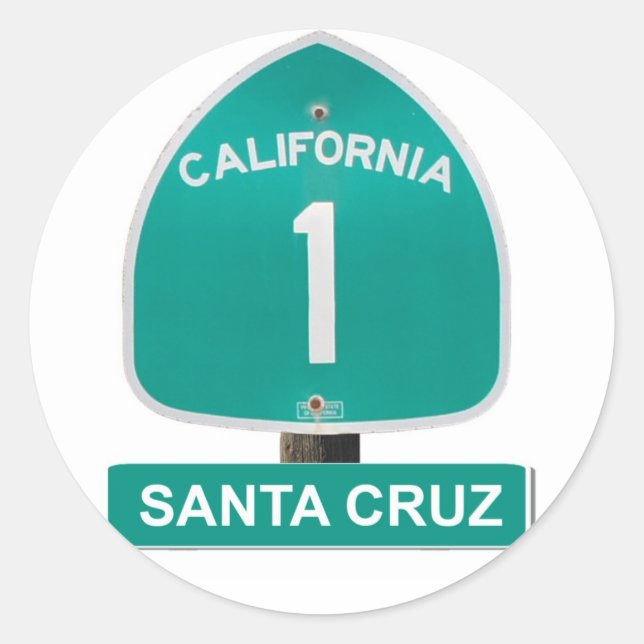 California Highway 1 Santa Cruz Stickers (Front)