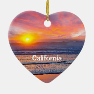 California Holiday Heart Ceramic Tree Decoration