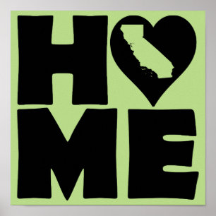 California Home Heart State Poster Sign