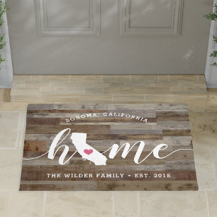 California Home State Personalised Wood Look Doormat