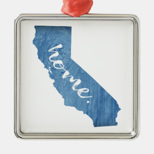California Home Wood Grain Metal Ornament