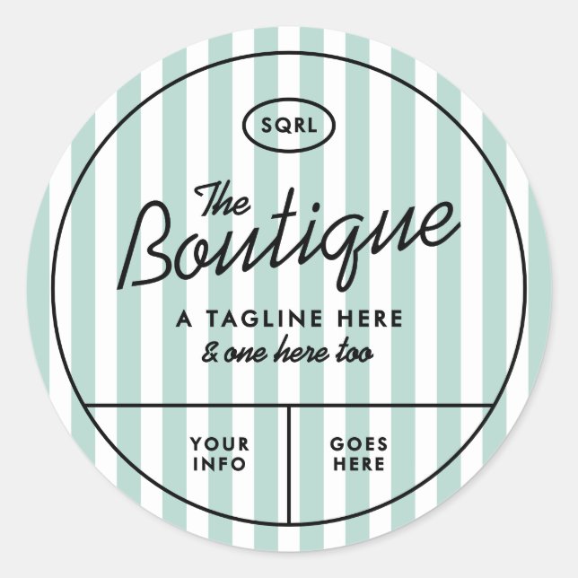 California Hotel Stripes Boutique Round Labels (Front)