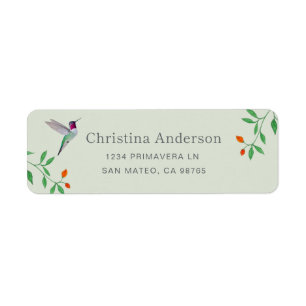 California Hummingbird Address Return Address Label