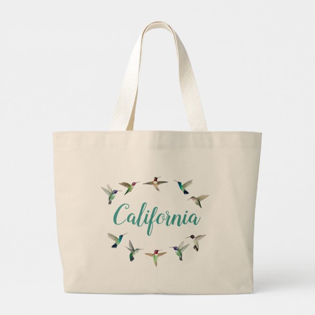 California Hummingbirds Large Tote Bag (Back)