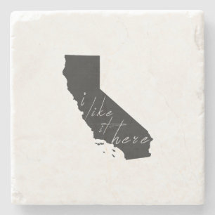 California I Like It Here State Silhouette Black Stone Coaster