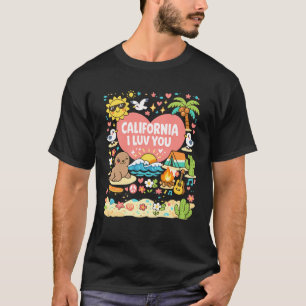 California I Luv You, US West Coast Beach and Suns T-Shirt
