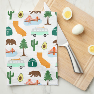 California Icons Tea Towel