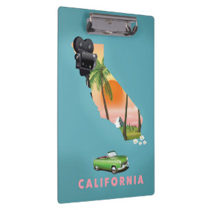 California illustrated map poster clipboard