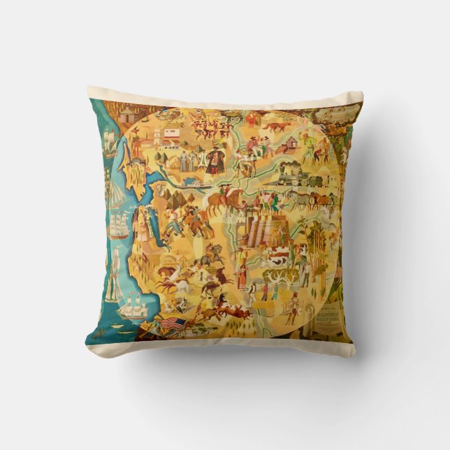 California Illustrated Throw Pillow (Front)