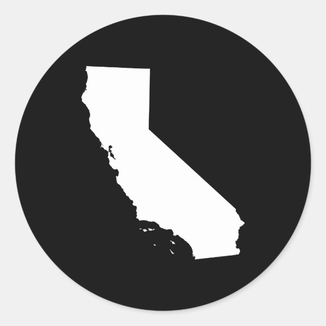 California in White and Black Classic Round Sticker (Front)