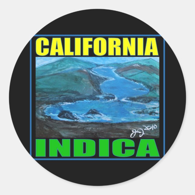 CALIFORNIA INDICA CLASSIC ROUND STICKER (Front)