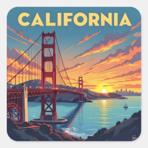 California Keepsake   The Golden Gate Bridge Square Sticker