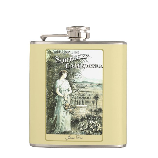 California Land Of Sunshine Discreet Ladies Flask (Front)