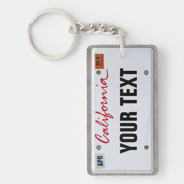 California License Plate (customisable) Key Ring (Front)