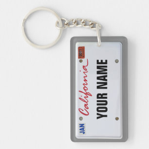 California License Plate (customisable) Key Ring