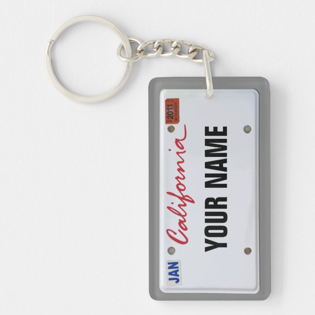 California License Plate (customisable) Key Ring (Front)
